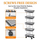 Wisdom Star 5-Tier Metal Storage Basket With Wheels – For Fruits, Veggies, Toys, Or Bathroom Supplies