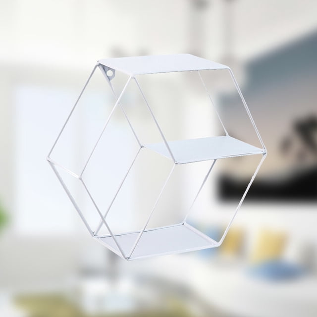 unbranded Estante Decorativo De Pared En Forma Hexagonal Con Doble Nivel En Hierro