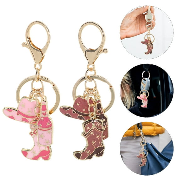 Raindrops 2Pcs Cowgirl Boot Keychain Assorted Color 9.80X3.00X0.30cm Zinc Alloy Western Themed Keychain Party Favor