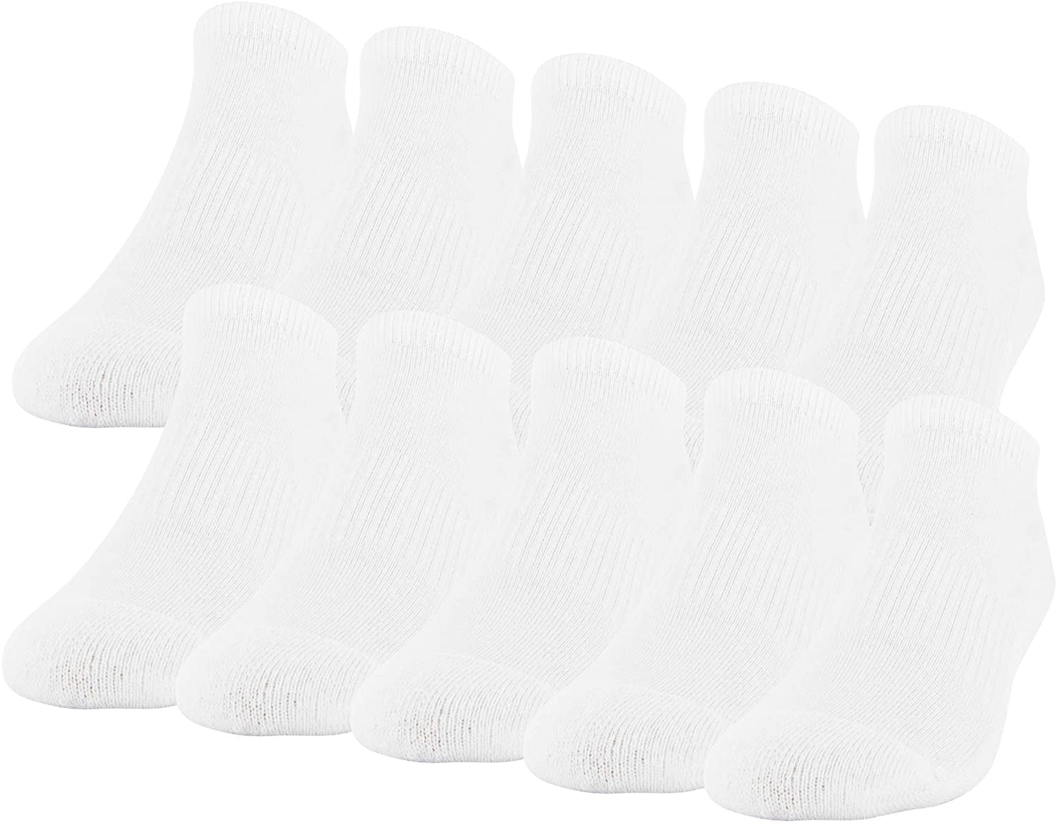 Gildan Mens Active Cotton No Show Socks, 10Pairs Shoe Size 1315