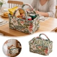 thumbnail image 2 of VMWMSSR Quilted Floral Fabric Storage Basket With Dual Handles Decorative Vintage Cloth Storage Bin Portable Organizer For Bedroom Living Room Nursery Countertop Home Decor(Green-8.66"), 2 of 5