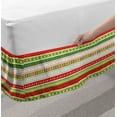 thumbnail image 2 of Christmas Bed Skirt, Traditional Winter Seasonal Borders Stars Bells Trees Stripes Print, Elastic Bedskirt Dust Ruffle Wrap Around for Bedding Decor, 4 Sizes, Lime Green Yellow Red, by Ambesonne, 2 of 2