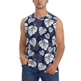 thumbnail image 1 of Bingfone White Leaves Pattern Men's Tank Tops Workout Sleeveless Tee Shirts Running Beach Tanks for Men-Large, 1 of 7