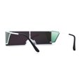 thumbnail image 4 of SA106 Mirrored 80s Retro Squared Rectangle Side Visor Robotic Sunglasses White Teal, 4 of 4