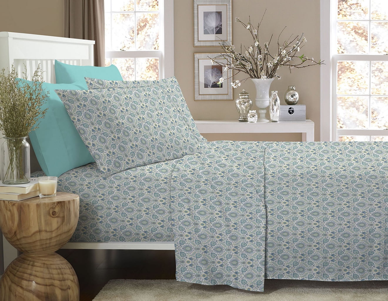 Bibb Home 1200 Count Cotton 6 Piece Printed Sheet Set 15 Patterns