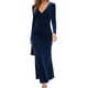 thumbnail image 1 of Vestido ajustado Sonducket de manga larga con cuello en V Azul, 1 of 6
