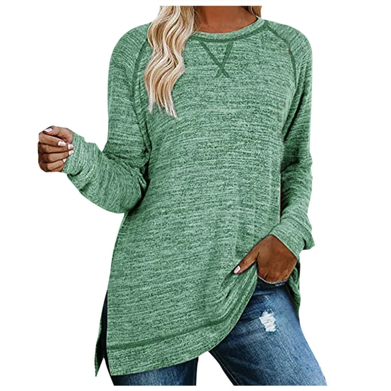 vbnergoie Womens Casual Long Sleeve Round Neck Sweatshirts Printed