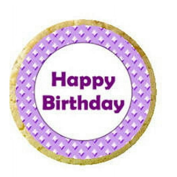 12 - 2 inch Happy Birthday Edible Cupcake Images - Purple