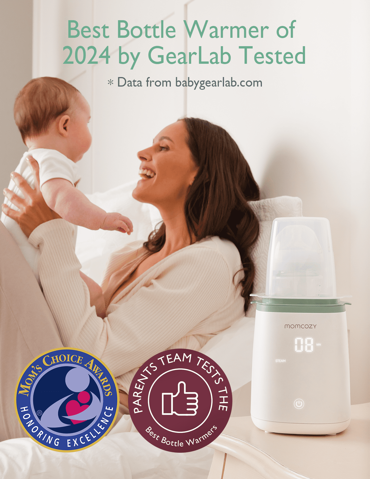 Momcozy Baby Bottle Warmer, 6-in-1 Baby Milk Warmer with Smart Temperature Control, Breastmilk Warmer, Fast Baby Food Heater, Steam Sterilizer
