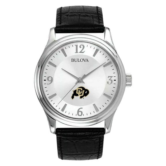 Men's Silver Colorado Buffaloes Leather Watch