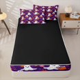 thumbnail image 4 of Homewish Cute Cowboy Ghost Zipper Queen Comforter Set with Fitted Sheet and 2 Pillowcases for Kids, Purple Autumn Maple Leaf Spider Zipper Bedding Set, Black Reversible, 4pcs, 4 of 6
