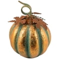 thumbnail image 5 of 13" Autumn Harvest Pumpkin Metal Decoration - Orange and Green, 5 of 8