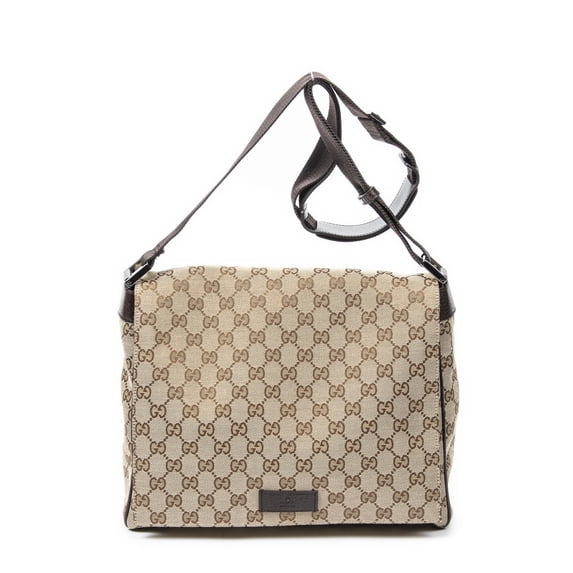 Pre-Owned Gucci Beige/Brown Flap Messenger Shoulder bag Monogrammed Canvas