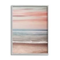 Stupell Industries Pastel Shore Sunset Landscape Painting Gray Framed Art Print Wall Art, 11 x 14