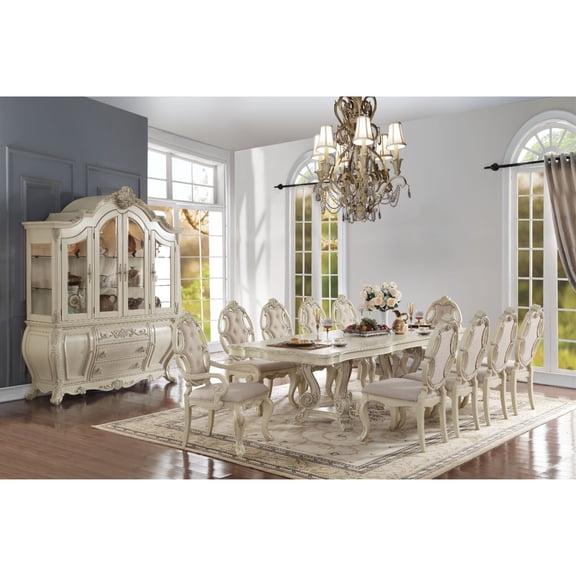 Magnificent Dining Table with Double Pedestal, Antique White