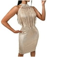 thumbnail image 2 of Fankiway Mode Robe Aguichant Unie à Sequins Sans Manches Col Rond Robes d'Été pour Femmes Grande Taille, 2 of 8