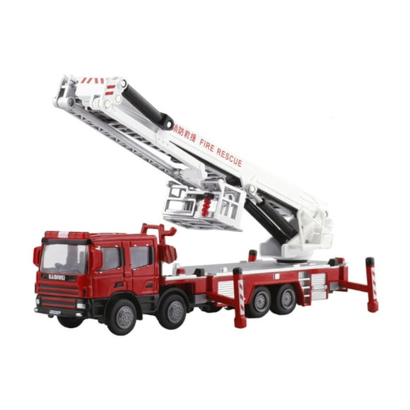 Camión de bomberos con escalera giratoria, camión de bomberos de fundición a presión, vehículo de juguete pequeño a escala 1/50, regalo, escalera,