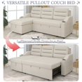 thumbnail image 5 of L-Shaped Sectional Sofa Couch, 83.5" Convertible Sleeper Sofa Bed with Side Storage Pockets and Cup Holder, Pull Out Sofa Bed for Living Room Small Spaces, Beige, 5 of 7