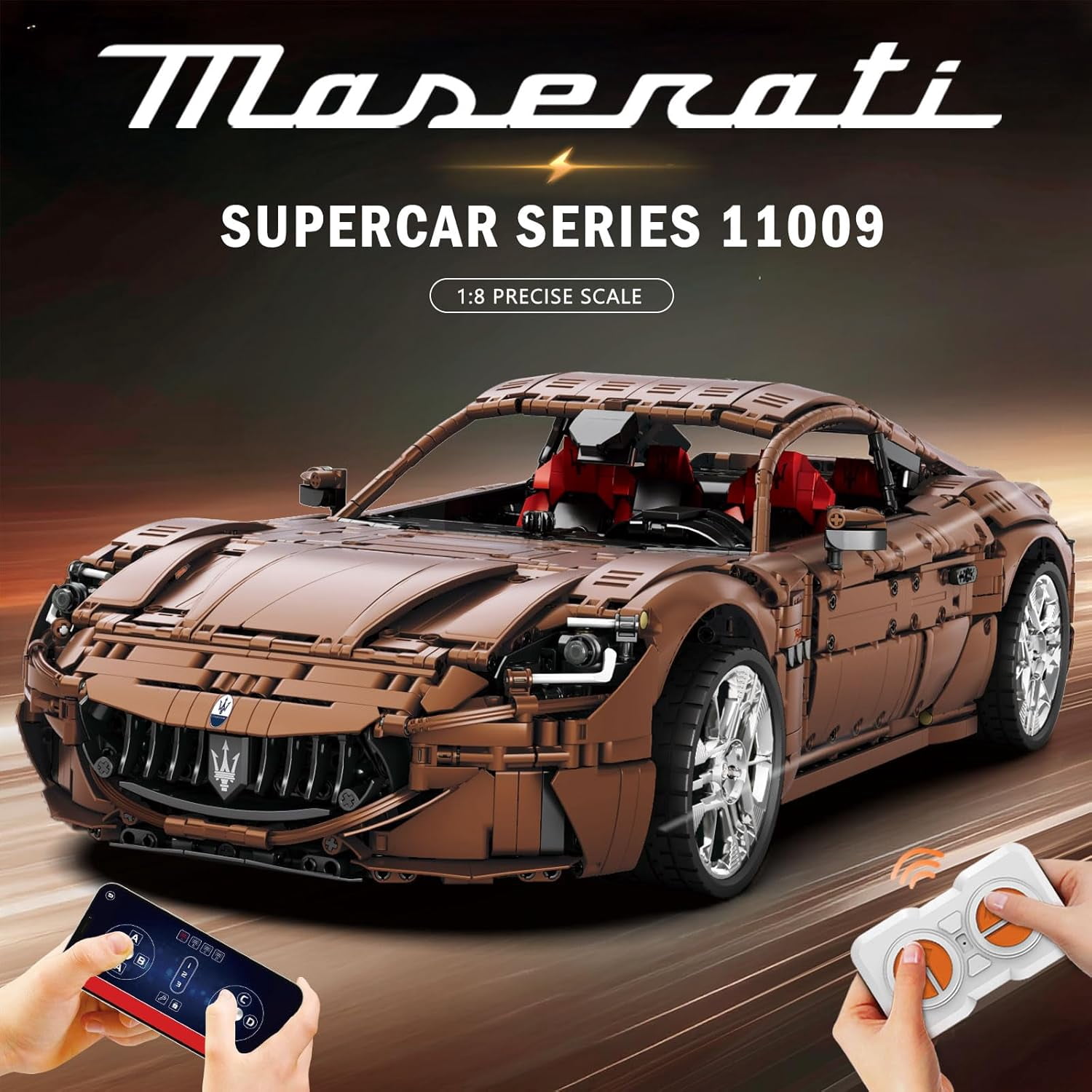 Technic Sports Car Building Blocks Set for Adults, Remote Control 1:8 Racing Car Vehicle Toy Model Building Kit for Adult, 11009