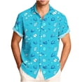 thumbnail image 2 of UVEASISHA Mens Summer Button Down Shirts Funny Shell Starfish Graphic Hawaiian Shirt Big and Tall Casual Short Sleeve Beach Vacation Shirts Sky Blue L, 2 of 6