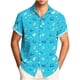 thumbnail image 2 of Blusa y camisa de manga corta con cuello vuelto para hombre, blusa informal de moda con cuello vuelto, blusa estampada de manga corta con botones, blusa de poliéster para hombre, 2 of 6