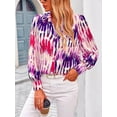 thumbnail image 5 of PRETTYGARDEN Women's Floral Blouses Dressy Casual V Neck Button Down Shirts Lantern Long Sleeve Boho Chiffon Spring Tops, 5 of 10