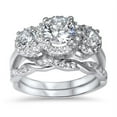 thumbnail image 2 of His Hers CZ Bridal Vintage Wedding Band Engagement Ring Set Him Her, 2 of 7
