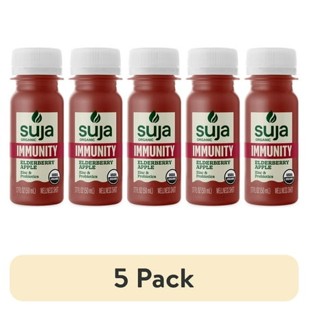 (5 pack) Suja Organic Immunity Elderberry Apple Shot, 1.7 fl oz Bottle