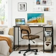 thumbnail image 2 of Giantex L-shaped Computer Desk, Corner Desk w/Reversible Shelves, Writing Study Workstation for Home Office, Brown, 2 of 8