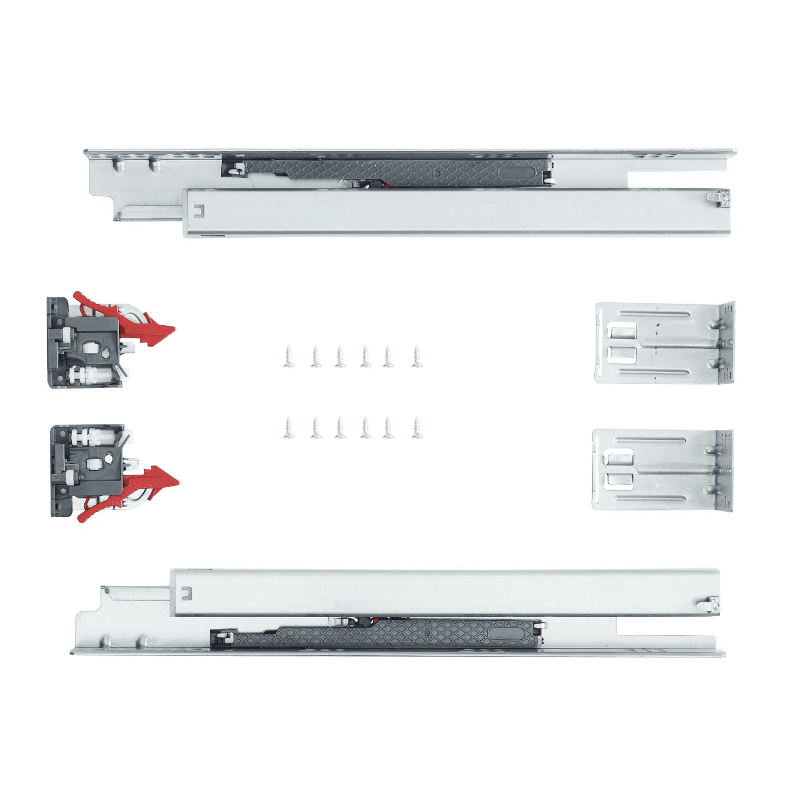 18 Inch Drawer Slides 6 Pairs Full Extension Bottom Mount Rails Soft Close 100 Lbs Capacity Steel Ball Bearing Glides for Cabinets Kitchen Runners with Locking