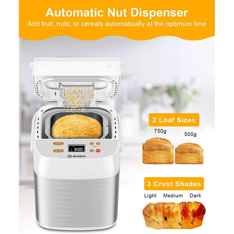 MOOSOO 3.5LB Bread Machine 12-in-1 Automatic Bread Maker with Time