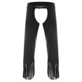 thumbnail image 5 of iiniim Mens Western Cowboy Outfit Open Front Faux Suede Tassel Vest With Hollow-out Chap Pants Black L, 5 of 7