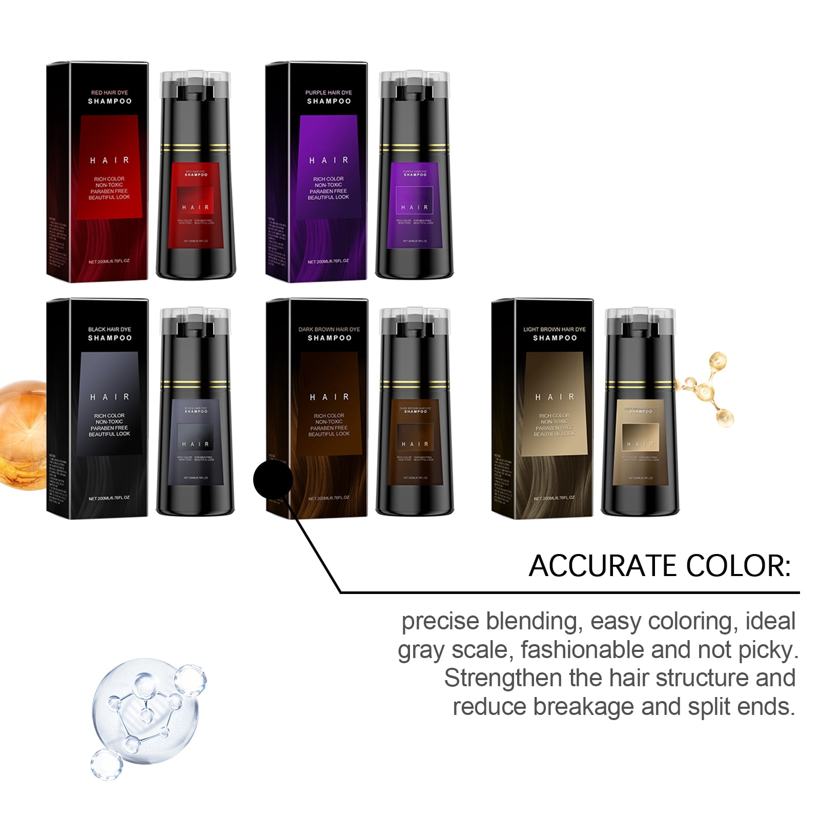 Alvantor 3-in-1 Purple Hair Dye Shampoo with Ginseng & Reishi, Plant Extract Gray Coverage, Gentle Herbal Formula for Women Men, 6.76fl.oz