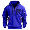 thumbnail image 2 of Dezsed Men's Fleece Hoodies Casual Long Sleeve Drawstring 1/4 Zipper Athletic Workout Pullover Sweatshirts for Men Blue XL, 2 of 5