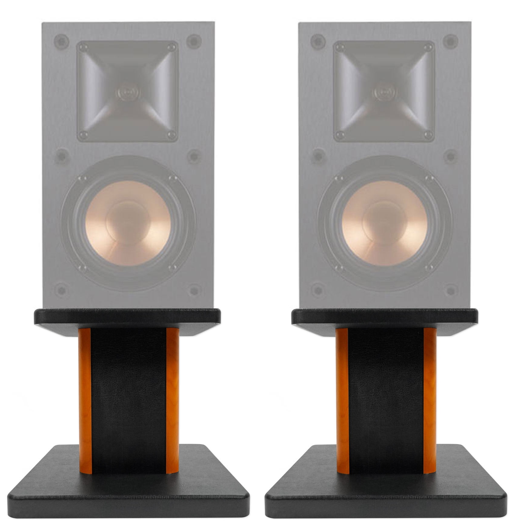 (2) 8” Wood Bookshelf Speaker Stands For Klipsch R14M Bookshelf