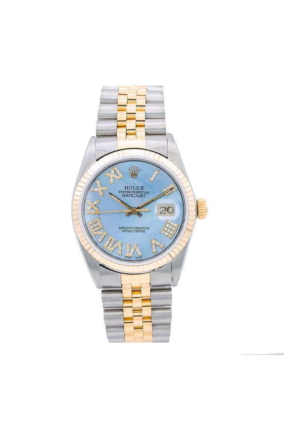 Pre-Owned Pre‑Owned Rolex Datejust 36 16013 Blue Diamond Dial With 3.25 CT Diamonds
