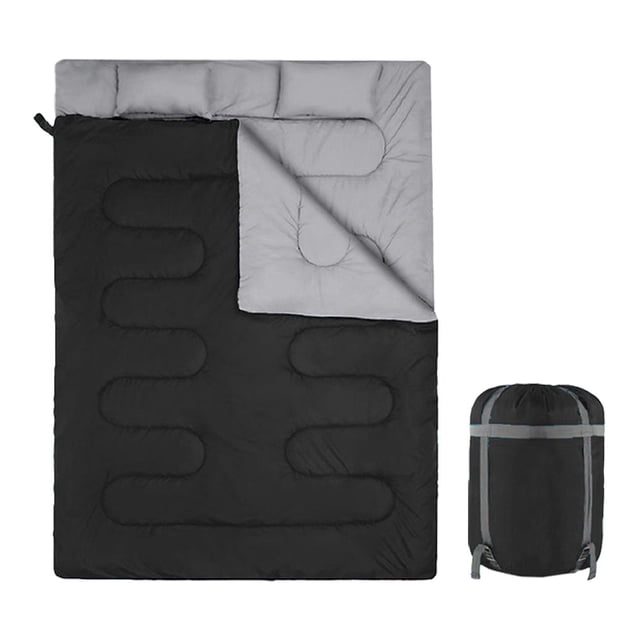 Saco de dormir doble Zulema para exteriores funda cálida para 2 personas Negro
