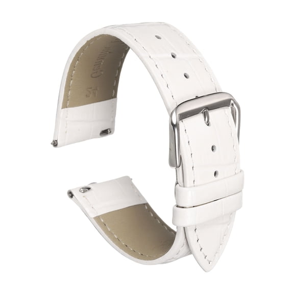 Uxcell Quick Release Leather Watch Band 24mm Embossed Pattern Leather Watch Strap Replacement for Men Women, White