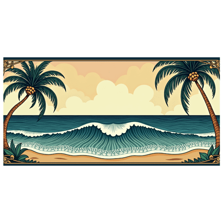 LUUFILx Vibrant Beach Scene Banner with Palm Trees Airplane and Waves Summer Theme Backdrop Decorations Party Supplies Photography Props Beach Party Vacation Decor Happy Gathering