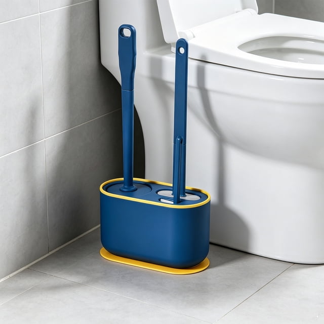 3 In 1 Long Handled Toilet Brush Set With Wall Mounted Rack Soft Bristle Toilet Brush Household Bathroom Toilet Corner Clean Tool Convenient Daily Cleaning Set