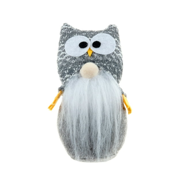 Xihbxyly Adorno Navideño de Búho, Diseño de Rodolfo, Tela Peluda, Decoración para Fiestas, Decoración de Mesa, Decoración Festiva para El Hogar, Algodón, 120 G