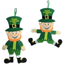 St Patrick's Day Decoration [Pack of Two] Jointed Felt Leprechaun Hanging Decor - Great For Class Rooms And Home Decor
