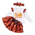 thumbnail image 7 of Wonitaaizi Baby Girl Thanksgiving Outfit Long Sleeve Letter Print Romper Mini Skirt Headband 3Pcs Clothes Set (18-24 Months,Brown), 7 of 7