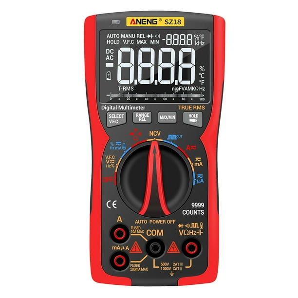 Multímetro Digital Aneng Sz18 9999 Cuentas T-Rms Lcd Probador Universal Voltaje Y Corriente Tomshoo Multimetro