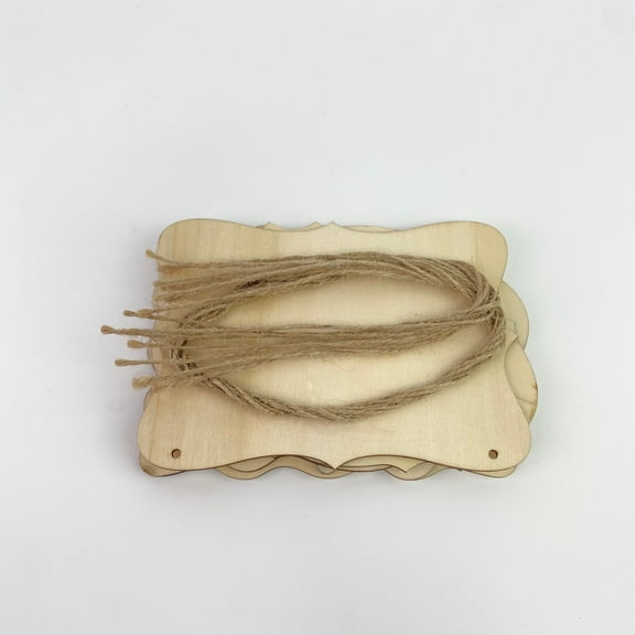 LRQSZBT Wooden signboards,12Pcs Small Unfinished Wood Boards, 6 Shapes of Blank Wood Signs Wood Plaques with Hanging Ropes for DIY Crafts, Painting, and Christmas Home Decorations