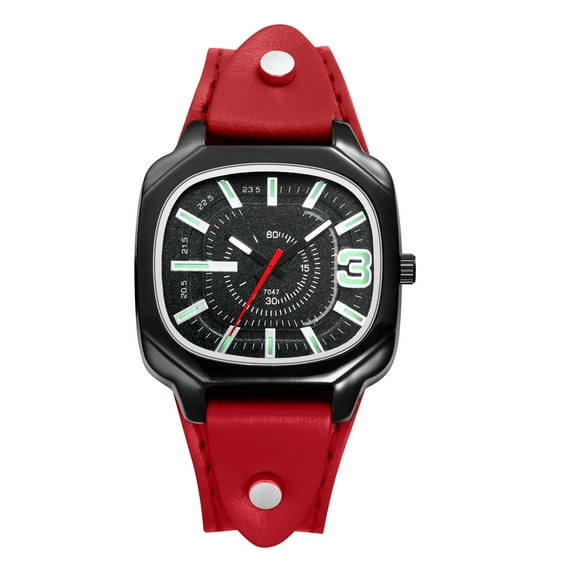 Avaner Analog Quartz Leather Strap Watch Unisex:Halloween Retro Motorcycle Watch with Large Square Dial Bar Scale Luminous Watch Hand for Men Women