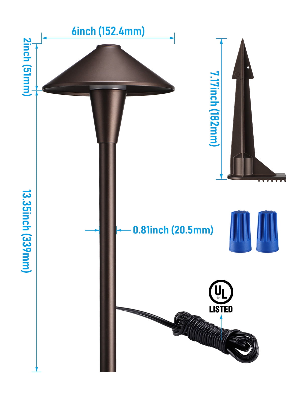 12 Pack 5CCT Low Voltage LED Landscape Pathway Light, Outdoor Lawn Lights, IP65 Waterproof, 12-24V AC/DC 5W