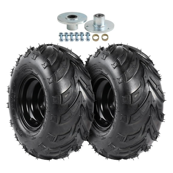 2 Pack 145/70-6 ATV UTV Go Kart Wheel 3 Bolt Pattern, 6" Rim with 17mm 3 Stud Front Wheel Hubs Flange for Golf Cart, Buggy, Quad, Lawn Mower, Drift Trike, Tricycle, 4 Wheeler Mini Bike Scooter