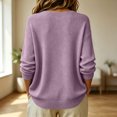 thumbnail image 5 of LNZGNM Sweaters for Women Long Sleeve V-neck Ribbed Oversized Lightweight Cozy with Stretch Sweater Fall Outing Comfort,Light Purple(L), 5 of 9