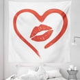 thumbnail image 1 of Kiss Tapestry, Heart Drawn in Lipstick and Woman Lip Romance Passion and Tenderness Message, Fabric Wall Hanging Decor for Bedroom Living Room Dorm, 5 Sizes, White and Vermilion, by Ambesonne, 1 of 1